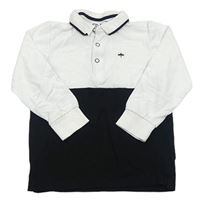 Bílo-černé polo triko s výšivkou Matalan