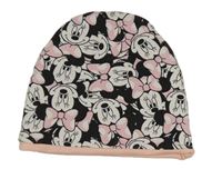 Černo-bílo-růžová oboustranná čepice s Minnie