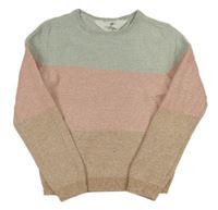 Světlezeleno-růžovo-béžový melírovaný svetr H&M