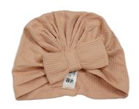 Ružová rebrovaná turbanová čapica s mašlou H&M