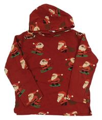 Tmavočervená mikina so Santy a kapucňou H&M
