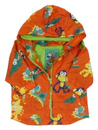 Červená šušťáková jarná bunda so zvířaty a kapucňou zn. Next