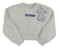 Svetlosivá melírovaná crop mikina so Stitchem Disney