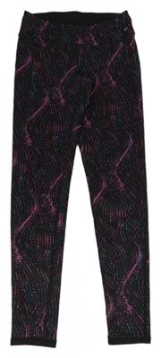 Černo-růžové puntíkaté sportovní legíny