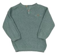 Zelený sveter s vreckom a gombíkmi Next