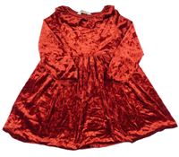 Červené zamatové šaty s volánem H&M