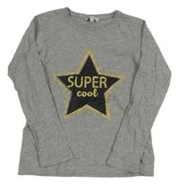 Šedé melírované triko s hvězdou