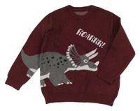 Vínový sveter s dinosaurom Nutmeg