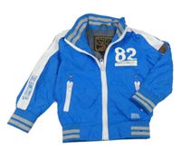 Modro-biela šušťáková jarná bunda s číslom Cars Jeans