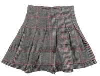 Čierno-sivo-ružová kockovaná skladaná sukňa Matalan