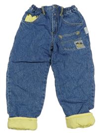 Modré zateplené rifle s vreckom s nášivkou C&A