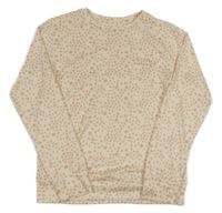 Marhuľová bodkovaná á úpletová pyžamová mikina s nápisom Jeff&Co