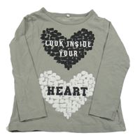 Šedé triko se srdíčky a nápisem Name it