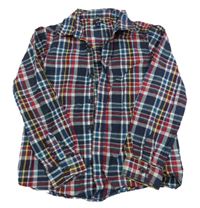 Tmavomodro-červeno-barevná kostkovaná košile Kiabi