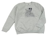 Svetlosivá melírovaná mikina s ledním medvěďom Fruit of the Loom