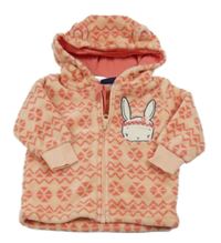 Korálová vzorovaná chlpatá prepínaci mikina s králikom a kapucňou Lupilu