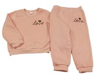 2set - Růžová mikina s nápisem se srdcem + tepláky Shein