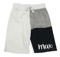 Bílo-šedo-černé kraťasy s nápisem