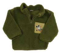 Khaki huňatá mikina s kapsou s Mickeym Primark