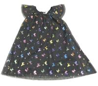 Antracitové tylové šaty s jednorožcami Ergee