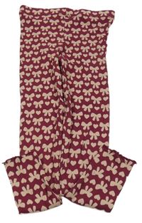 Vínové rebrované legíny s mašľami a srdiečkami George