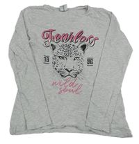 Sivé melírované tričko s levhartem Page One Young