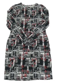 Černé elastické šaty s nápisy Primark