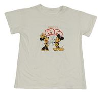 Bílé tričko s Minnie a Mickeym Gucci