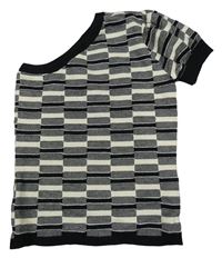 Čierno-svetlobéžové vzorované pletené asymetrické tričko Shoeby