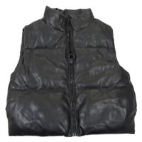 Čierna koženková zateplená crop vesta Zara