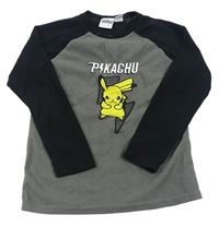 Šedo-černé fleecové triko s Pikachu Primark