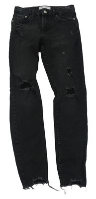 Černé skinny rifle s dírami Zara
