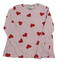 Růžové pyžamové triko se srdíčky H&M