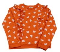 Červená mikina so srdiečkami a volánikmi