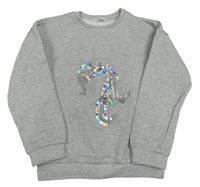 Sivá melírovaná mikina s koněm z flitrů M&Co.