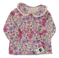 Nové - růžové květované propínací triko s límečkem dunnes