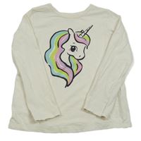 Smetanové triko s jednorožcem H&M