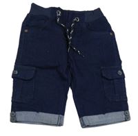 Nové - Tmavomodré rifľové kraťasy s vreckami