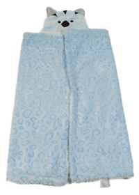 Světlemodrá vzorovaná plyšová/chlupatá deka s kapucí 