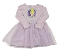 Lila šaty s tylem a Popelkou z flitrů Sinsay