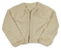 Světlebéžový crop kožešinový kabátek shein