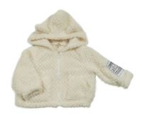 Smotanová chlpatá prepínaci mikina s kapucňou