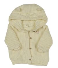 Smetanový pletený podšitý propínací svetr s kapucí orchestra