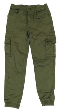 Khaki teplákové cuff kalhoty s kapsami 