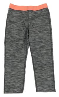 Sivé melírované športové crop legíny s neónovým pasom H&M