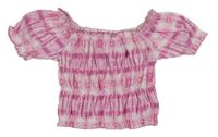 Růžovo-bílý crop top Zara