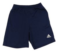 Tmavomodré športové funkčné kraťasy s logom Adidas