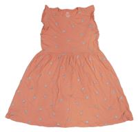 Oranžové šaty so striebornými srdiečkami H&M