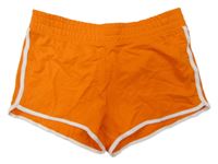 Oranžové teplákové kraťasy s bílým lemem H&M