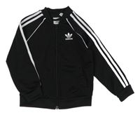 Černá sportovní propínací mikina s pruhy a logem Adidas